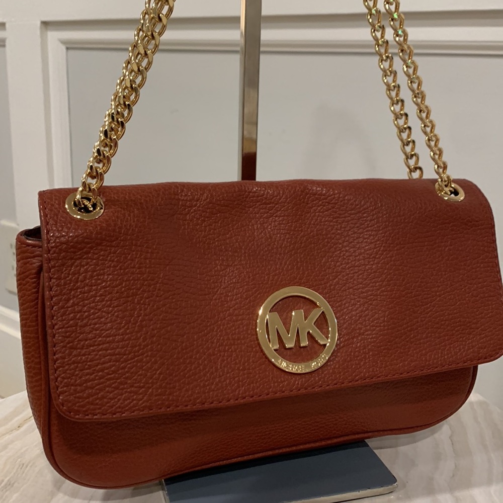 Michael Kors Brown Shoulder Bag with Gold Accents
